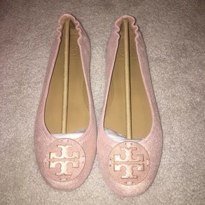 Tory Burch Minnie Travel Flats size 7 metallic